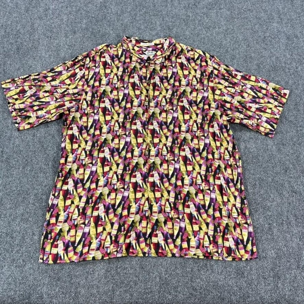 Vintage Reyn‎ Spooner Shirt Mens 2XL Wine Bottle Print Hawaiian Cotton Casual
